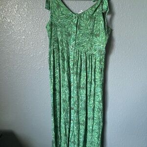 Tropical Button-Front Women's Maxi Dress